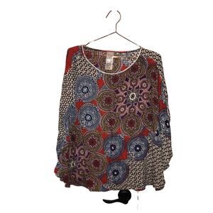 Chicos multi print poncho blouse size small medium